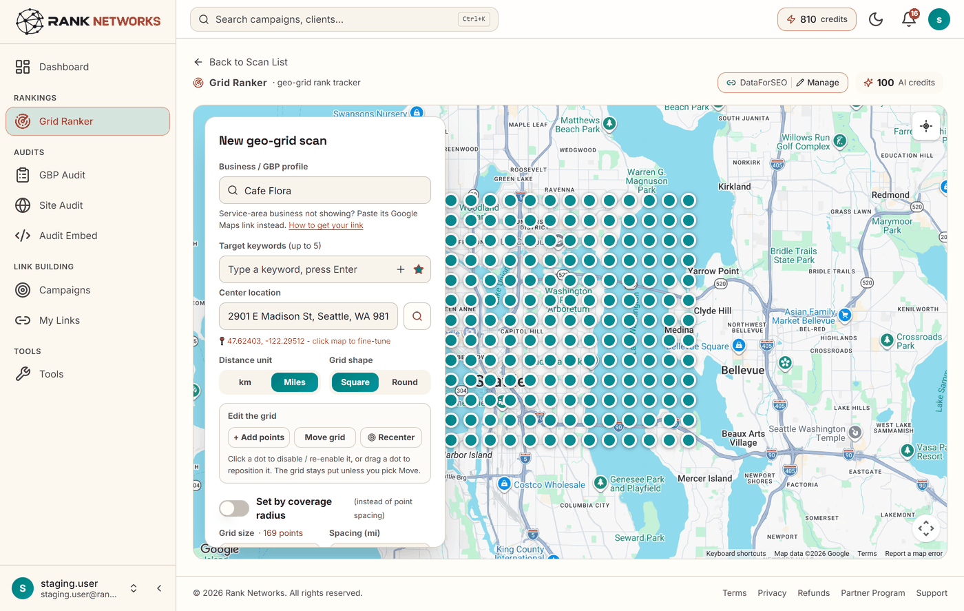 Designing a 13x13 geo grid over a service area in Grid Ranker